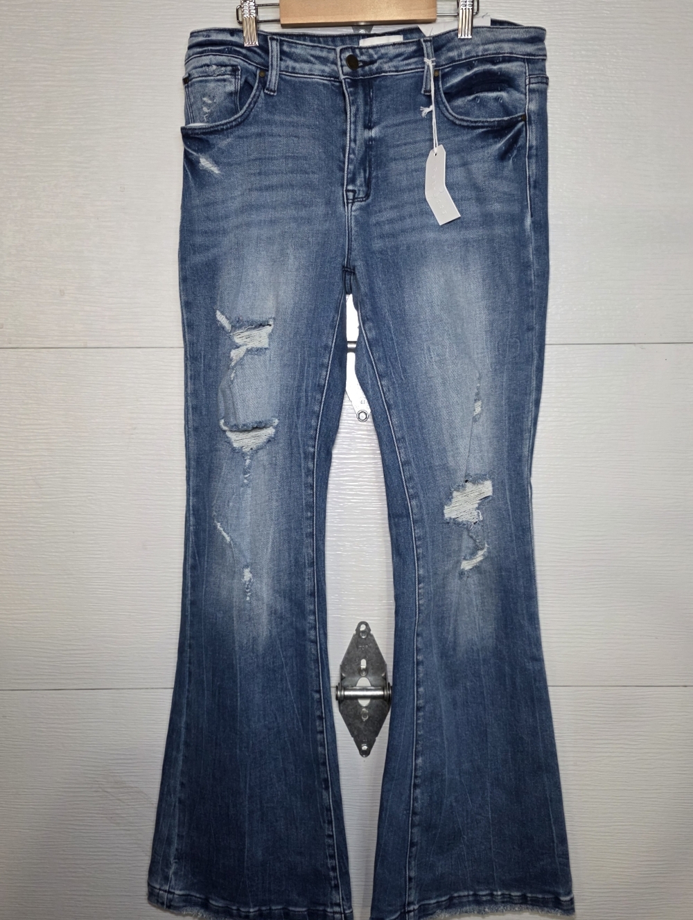 Petra 153 Distressed Blue Flare Jeans - Wide Leg Denim